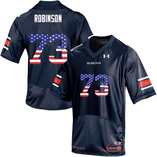 Men #73 Greg Robinson Auburn Tigers USA Flag Fashion College Football Jerseys-Navy - Click Image to Close